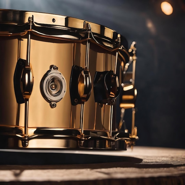 A modern drum kit from a high-angle view.